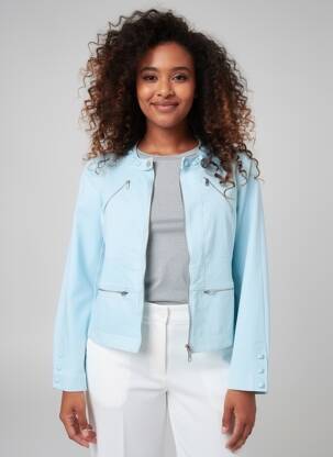 Veste casual col rond bleu QUATTRO femme