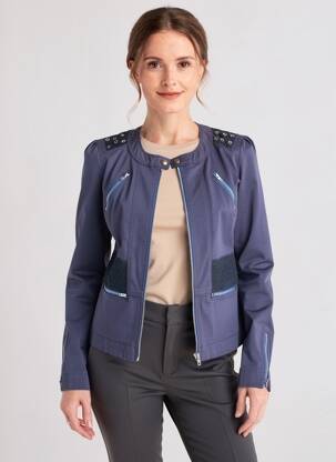 Veste casual col rond bleu QUATTRO femme