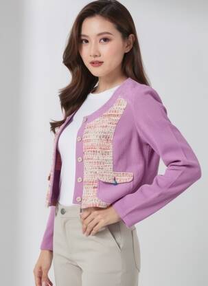 Veste casual col rond violet QUATTRO femme