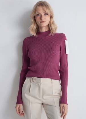 Pull coupe cintrée manches longues violet QUATTRO femme