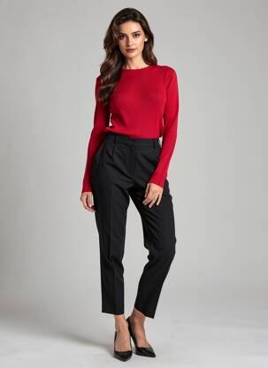 Pull coupe cintrée manches longues rouge QUATTRO femme