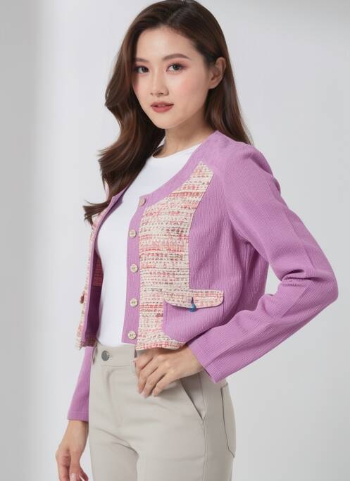 Veste casual col rond violet QUATTRO femme