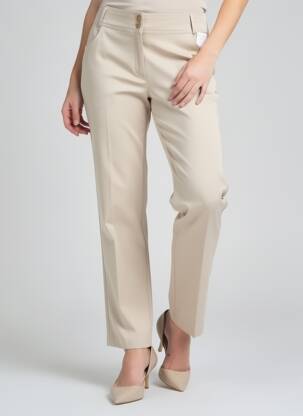 Pantalon slim tissage popeline taille normale beige QUATTRO femme