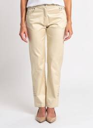 Pantalon slim tissage enduit taille normale beige QUATTRO femme
