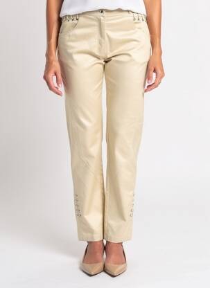 Pantalon slim tissage enduit taille normale beige QUATTRO femme