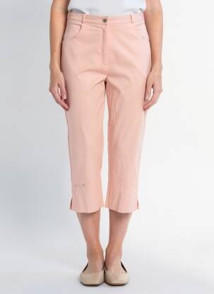Pantacourt tissage popeline taille normale rose QUATTRO femme