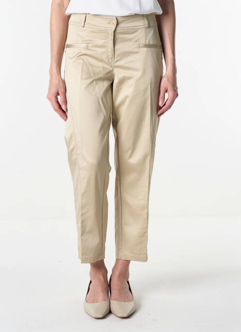 Pantalon 7/8 tissage popeline taille normale beige QUATTRO femme