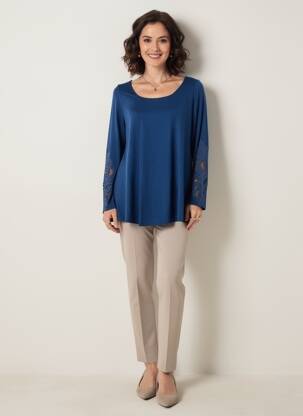 T-shirt manches longues manches longues bleu SUGGEST femme