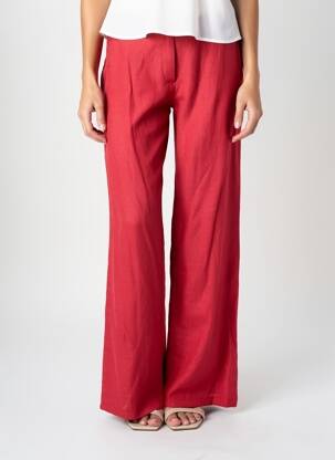 Pantalon droit fermeture zippée sous rabat boutonné rouge QUATTRO femme