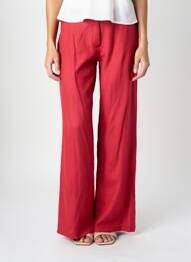 Pantalon droit fermeture zippée sous rabat boutonné rouge QUATTRO femme