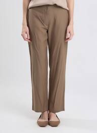 Pantalon droit fermeture zippée sous rabat boutonné marron QUATTRO femme