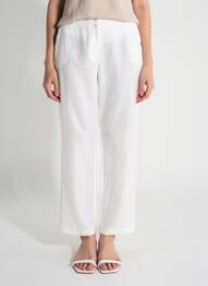 Pantalon droit fermeture zippée sous rabat boutonné blanc QUATTRO femme