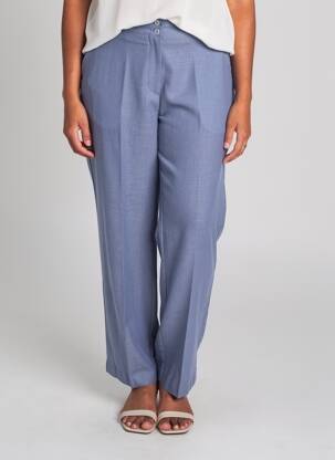 Pantalon droit fermeture zippée sous rabat boutonné bleu fonce QUATTRO femme
