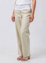 Pantalon droit fermeture zippée sous rabat boutonné beige QUATTRO femme