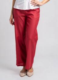Pantalon droit fermeture zippée sous rabat boutonné rouge QUATTRO femme