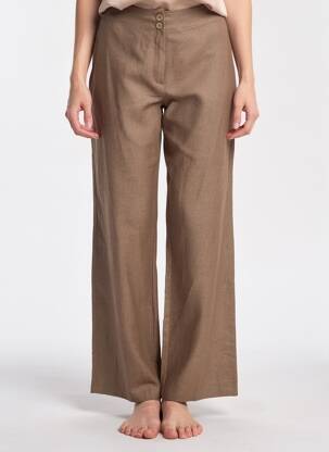 Pantalon droit fermeture zippée sous rabat boutonné marron QUATTRO femme