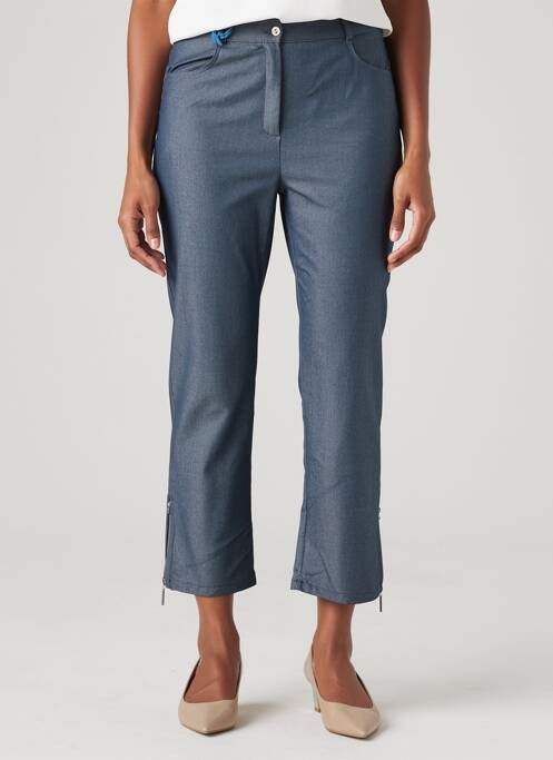 Pantalon 7/8 fermeture zippée sous rabat boutonné taille normale bleu QUATTRO femme