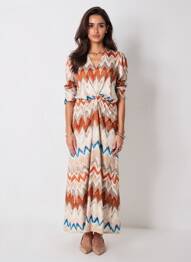 Robe longue doublure manches 3/4 orange K-DESIGN femme