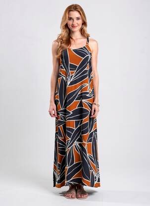 Robe longue coupe cintrée fines bretelles noir LA FEE MARABOUTEE femme