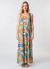 Robe longue imprimé fleurs sans manche orange LOLITAS&L femme
