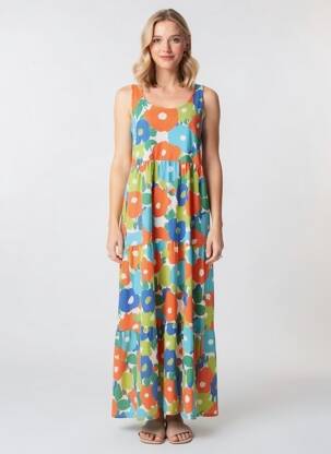 Robe longue imprimé fleurs sans manche orange LOLITAS&L femme