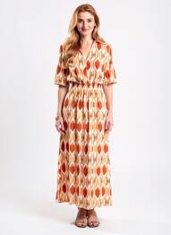 Robe longue manches courtes manches courtes orange YES.ZEE femme