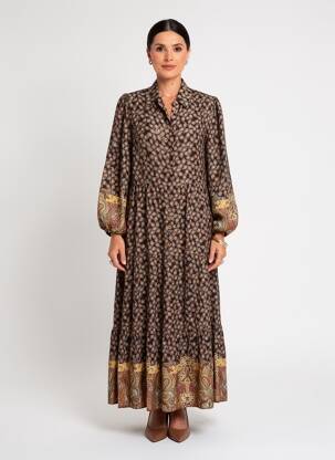 Robe longue manches longues manches longues noir LA FEE MARABOUTEE femme