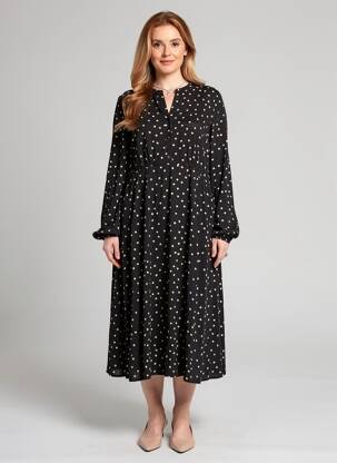 Robe mi-longue manches longues manches longues noir BETTY BARCLAY femme