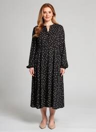 Robe mi-longue manches longues manches longues noir BETTY BARCLAY femme