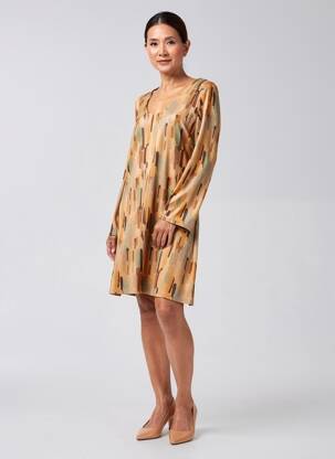 Robe courte manches longues manches longues marron MD'M femme