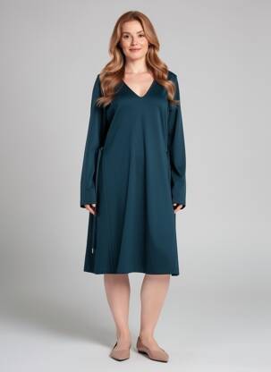 Robe mi-longue manches longues manches longues bleu LA FEE MARABOUTEE femme
