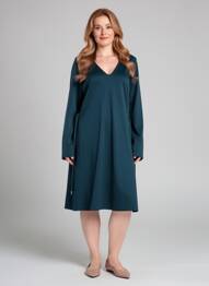 Robe mi-longue manches longues manches longues bleu LA FEE MARABOUTEE femme