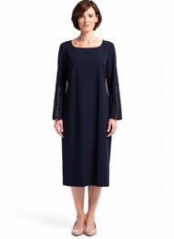Robe mi-longue manches 3/4 manches 3/4 bleu FRANK WALDER femme