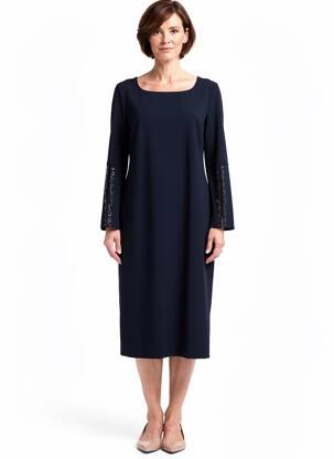 Robe mi-longue manches 3/4 manches 3/4 bleu FRANK WALDER femme
