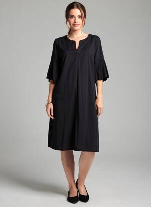 Robe mi-longue manches courtes manches courtes noir ROBE LEGERE BY VERA MONT femme