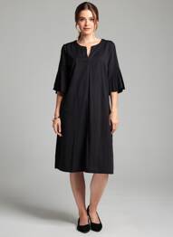 Robe mi-longue manches courtes manches courtes noir ROBE LEGERE BY VERA MONT femme