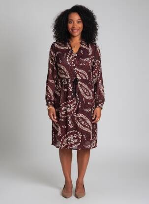 Robe mi-longue manches longues manches longues marron LA FEE MARABOUTEE femme