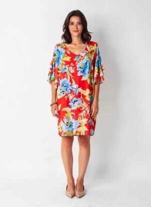 Robe courte coupe fluide manches courtes rouge ARTIGLI femme