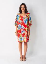 Robe courte manches courtes manches courtes rouge ARTIGLI femme