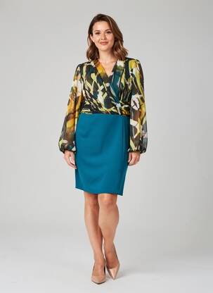 Robe courte manches longues manches longues vert GREGORY PAT femme