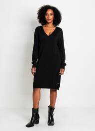 Robe pull resserrée sur le bas manches longues noir MD'M femme