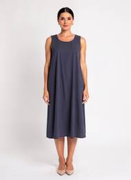 Robe mi-longue sans manche sans manche bleu ORTO BOTANICO femme