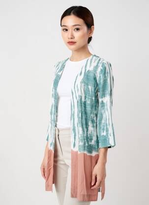 Veste kimono imprimé tie and dye vert MD'M femme