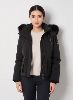 Doudoune poches a capuche noir MD'M femme