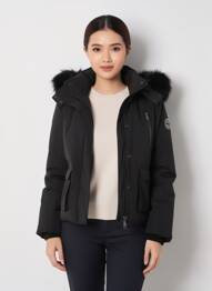 Doudoune poches a capuche noir MD'M femme