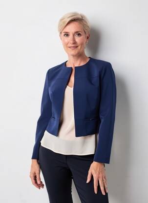 Veste chic tissage crêpe bleu GREGORY PAT femme