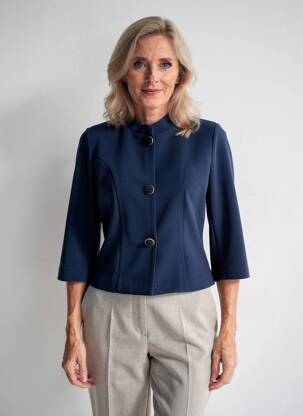Veste chic fermeture boutonnée sur le devant bleu K-DESIGN femme
