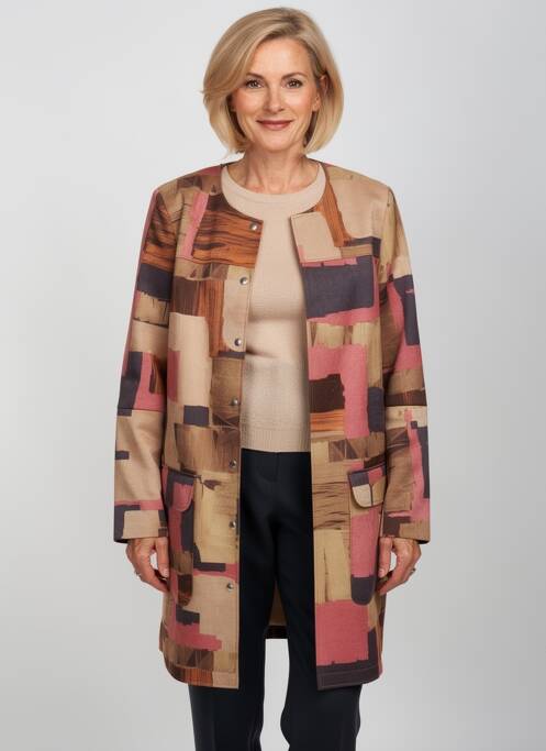 Manteau long coupe cintrée sans capuche marron FRANCE RIVOIRE femme