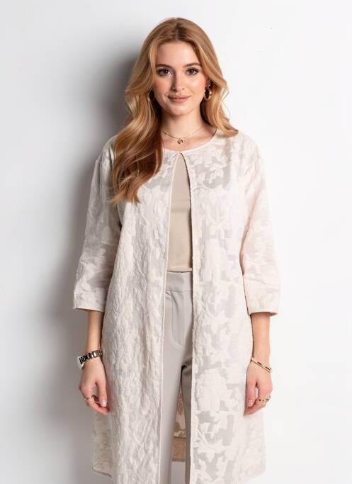 Manteau long coupe cintrée sans capuche rose VERA MONT femme