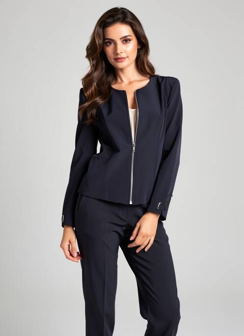 Veste chic col rond bleu EVA KAYAN femme